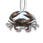 Switchbait crab-shaped air freshener in strawberry scent with black hanging cord.
