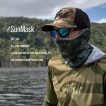 Fisherman wearing Switchbait Fishing SunMask with UPF50+ sun protection on the water