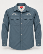 Navy Easyfisher with Barramundi embroidery front