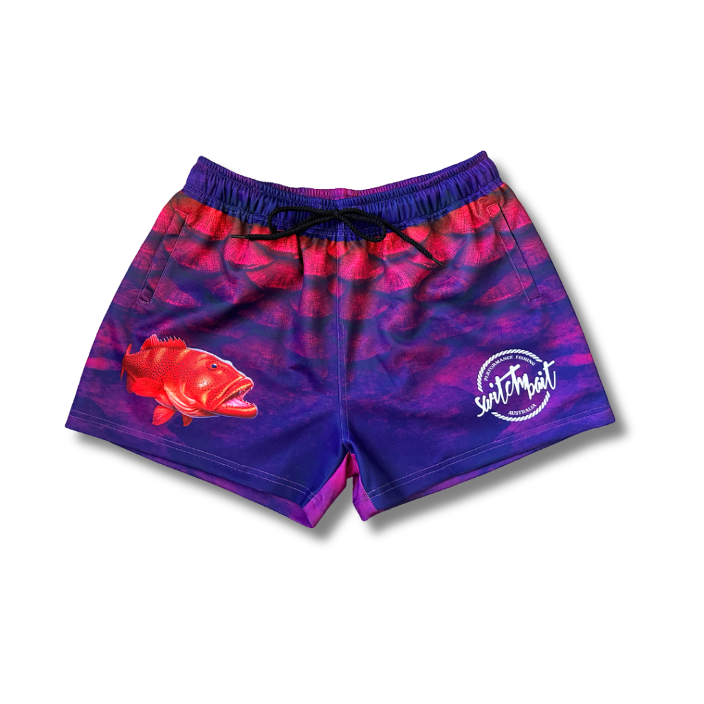 Rugby shorts with coral trout design